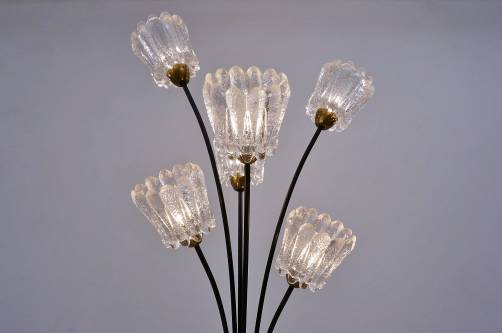 1960`s floor lamp Brutalist glass shades by Kaiser Lighting, German